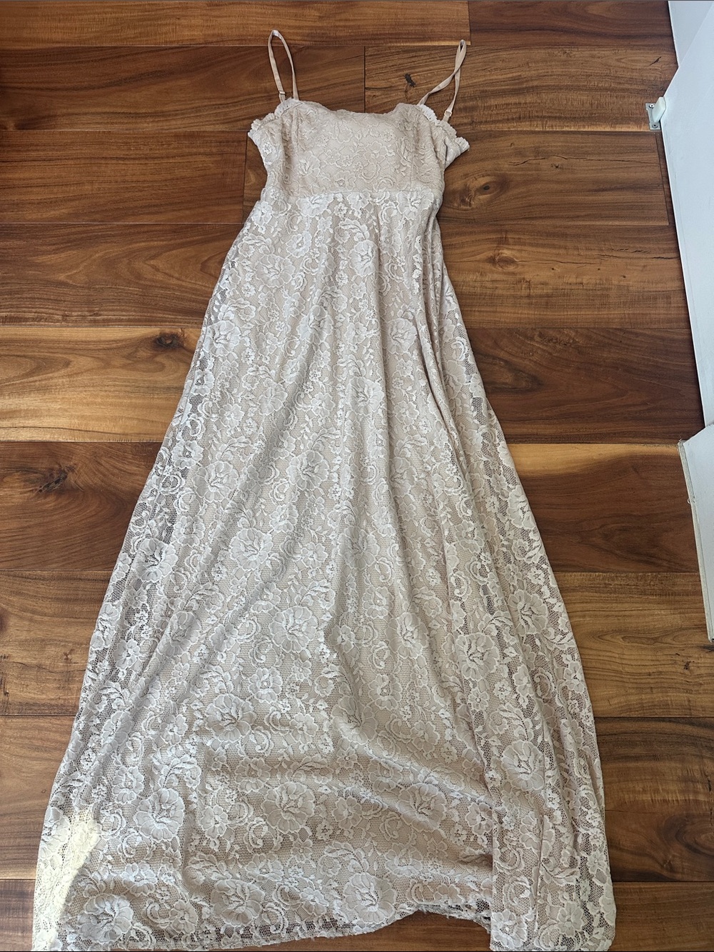Show Me Your MuMu Champagne Lace Maxi Slip Dress